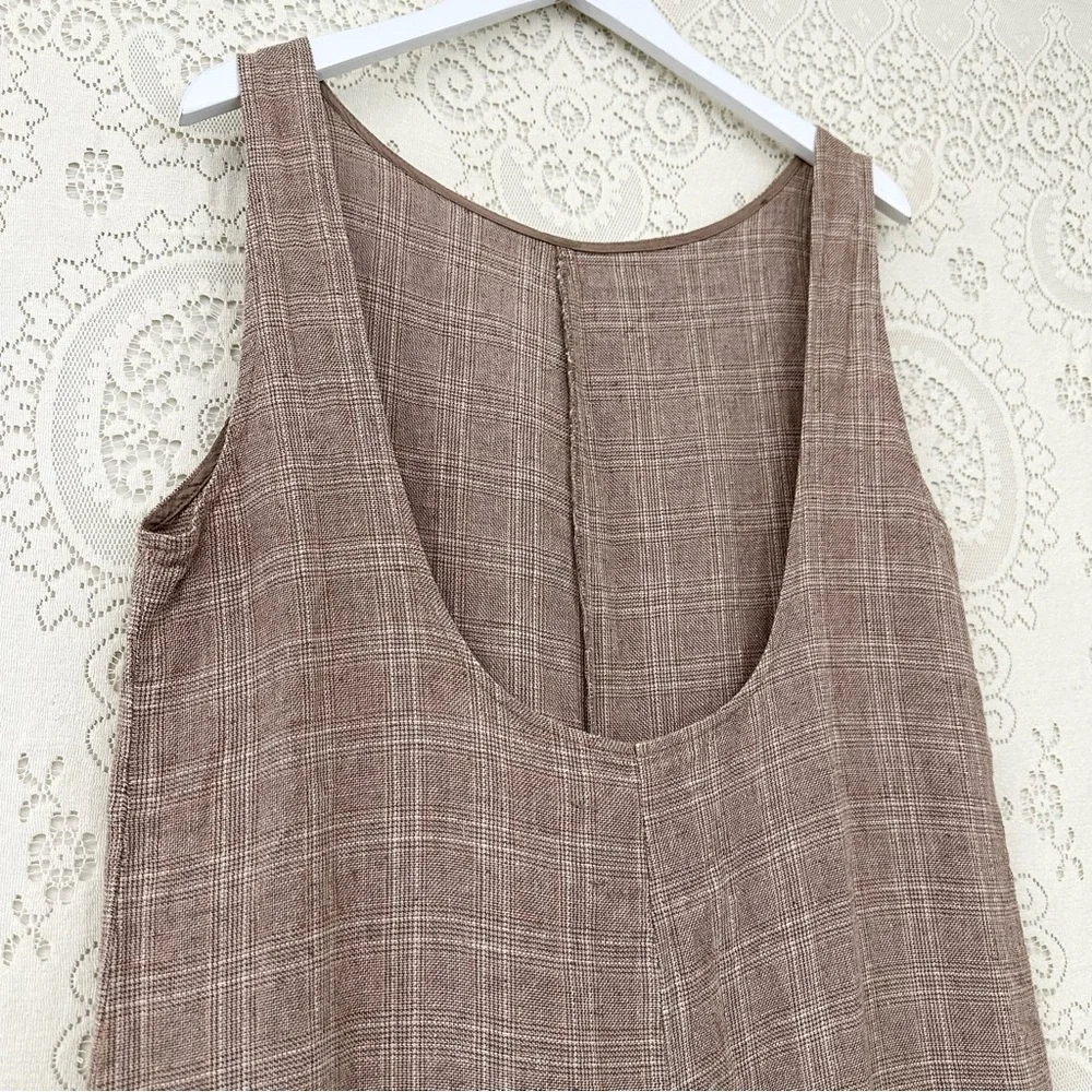 Reformation Cade Sleeveless Plaid Jumpsuit